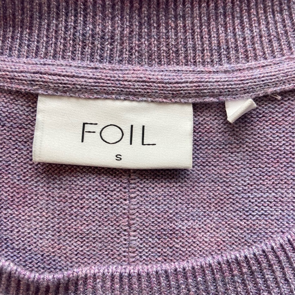 NWOT Foil Sweater Wool Blend Purple Layered Shirt S Oversized Old Money Preppy - Picture 6 of 11